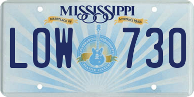 MS license plate LOW730