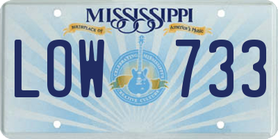 MS license plate LOW733