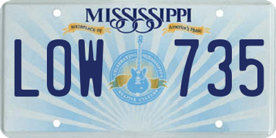 MS license plate LOW735