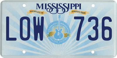 MS license plate LOW736