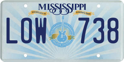 MS license plate LOW738