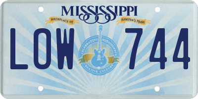 MS license plate LOW744