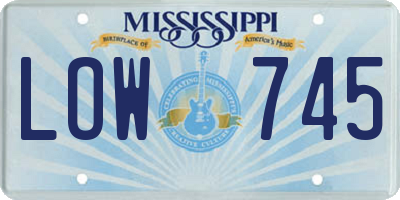 MS license plate LOW745