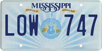 MS license plate LOW747