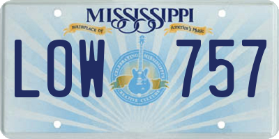 MS license plate LOW757