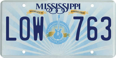 MS license plate LOW763