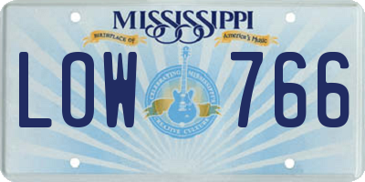 MS license plate LOW766