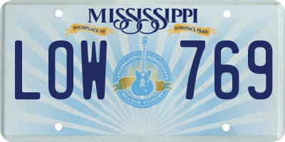 MS license plate LOW769