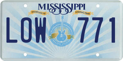 MS license plate LOW771
