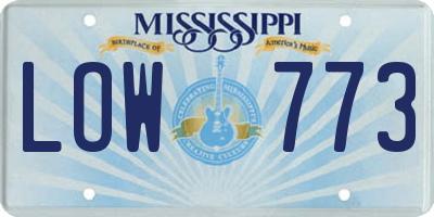 MS license plate LOW773