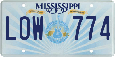 MS license plate LOW774