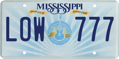 MS license plate LOW777