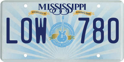 MS license plate LOW780