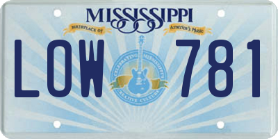 MS license plate LOW781