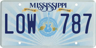 MS license plate LOW787