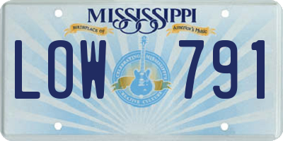 MS license plate LOW791