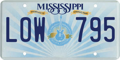 MS license plate LOW795