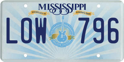 MS license plate LOW796