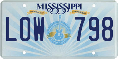 MS license plate LOW798
