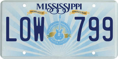 MS license plate LOW799