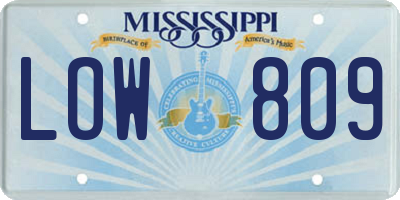 MS license plate LOW809