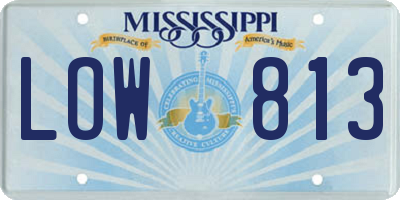 MS license plate LOW813