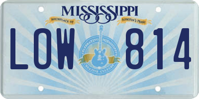 MS license plate LOW814