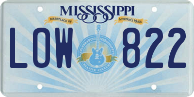 MS license plate LOW822