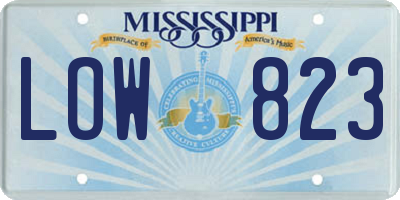 MS license plate LOW823