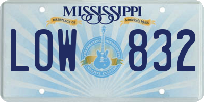 MS license plate LOW832