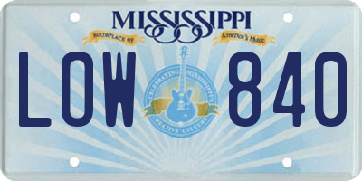 MS license plate LOW840
