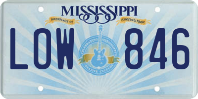 MS license plate LOW846