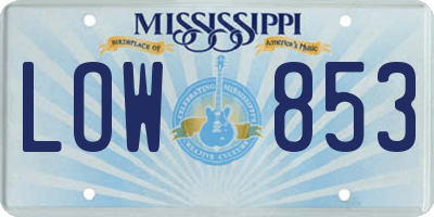 MS license plate LOW853