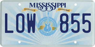 MS license plate LOW855