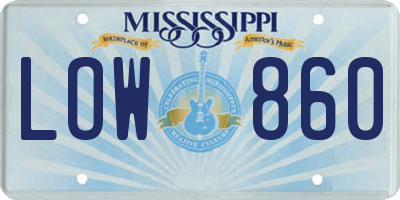 MS license plate LOW860