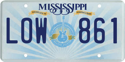 MS license plate LOW861
