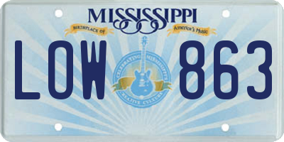 MS license plate LOW863