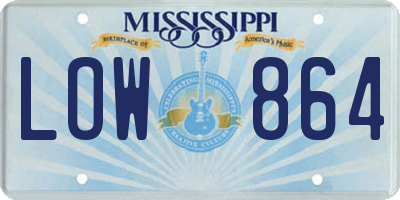 MS license plate LOW864