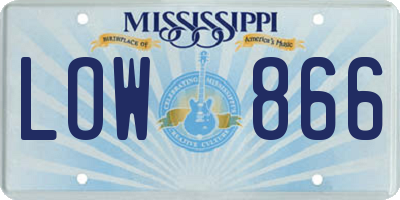 MS license plate LOW866