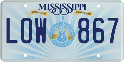 MS license plate LOW867