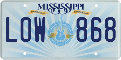 MS license plate LOW868