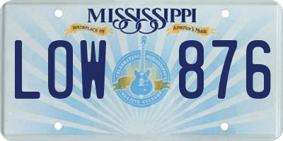 MS license plate LOW876