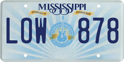 MS license plate LOW878
