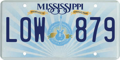 MS license plate LOW879