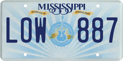 MS license plate LOW887
