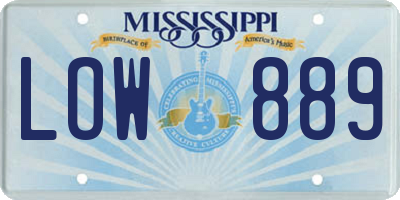 MS license plate LOW889