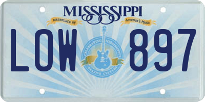 MS license plate LOW897