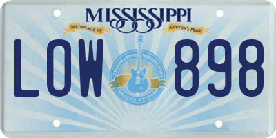 MS license plate LOW898
