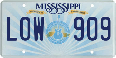 MS license plate LOW909