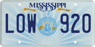 MS license plate LOW920